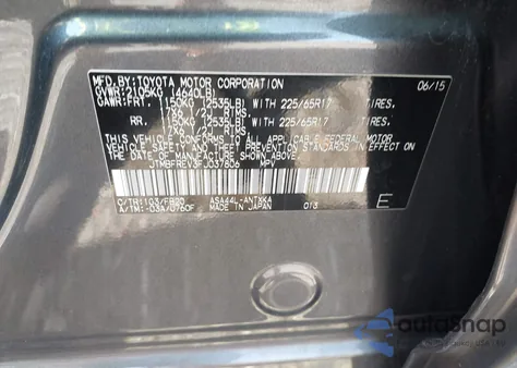 2015 Toyota Rav4 Le из США, поврежденный, VIN JTMBFREV3FJ037806